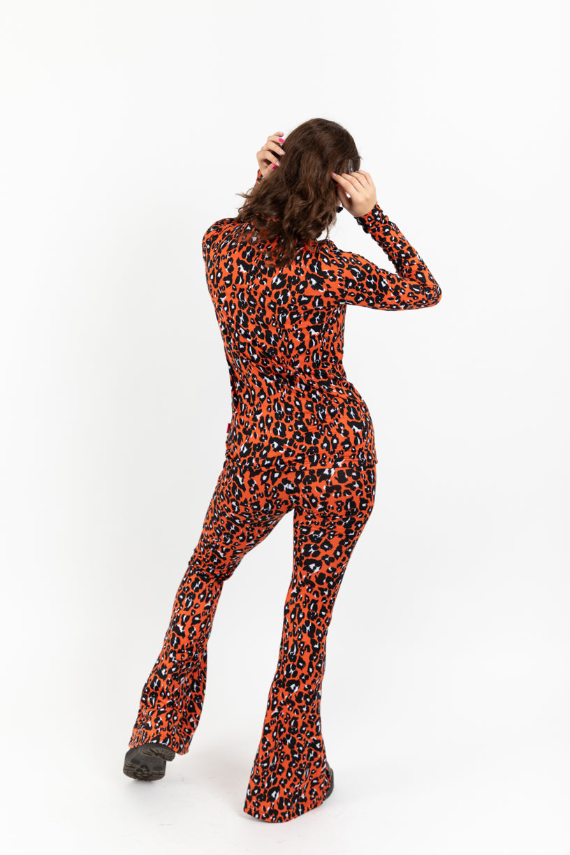 Set Leopardo Naranja Legging Acampanado