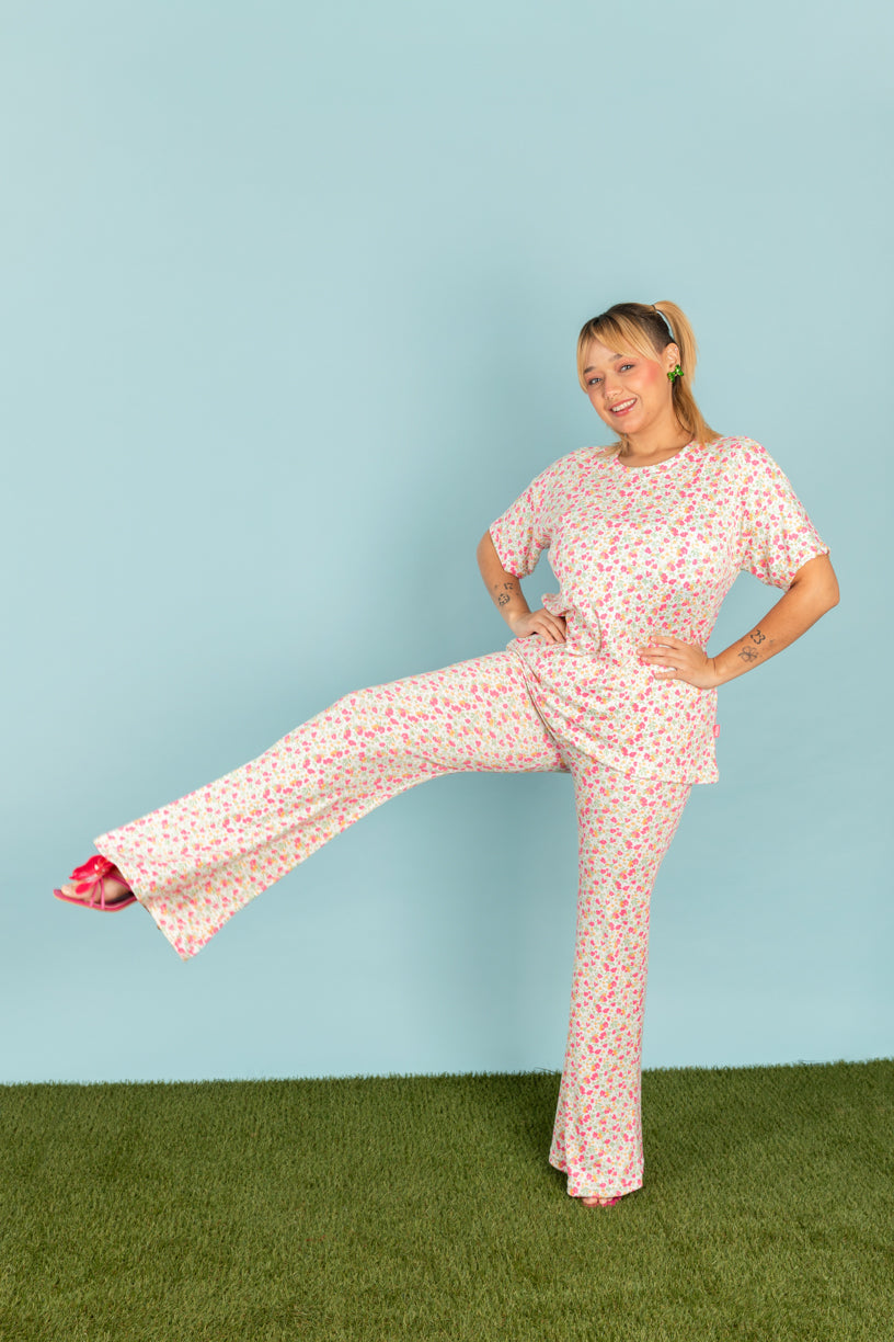 Set picnic con pantalón florecitas claras