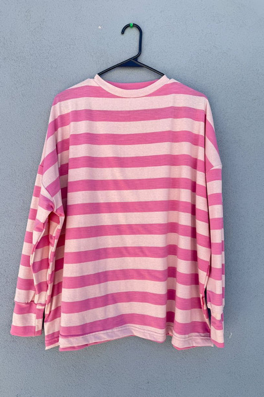 Maxi camiserta rayas rosas