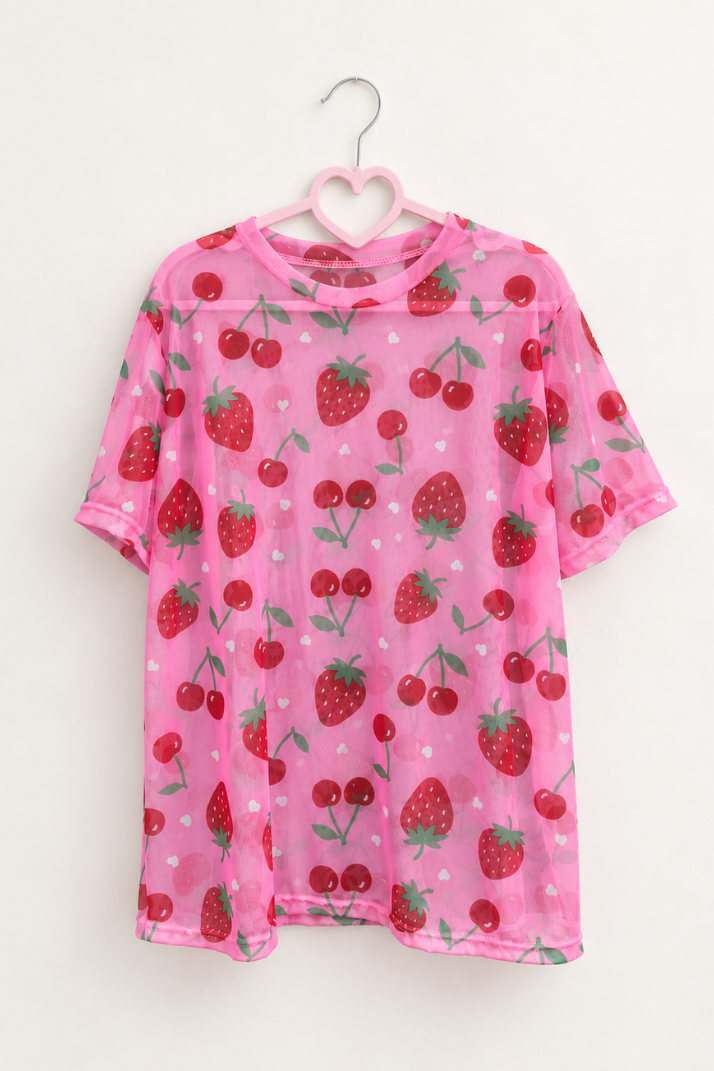 Strawberry mesh top