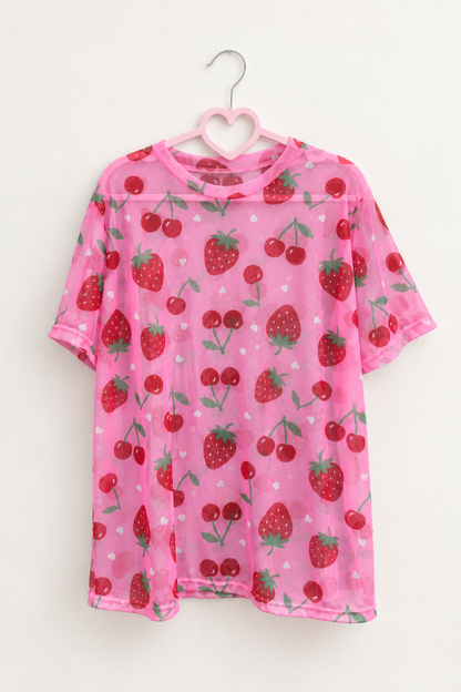 Strawberry mesh top