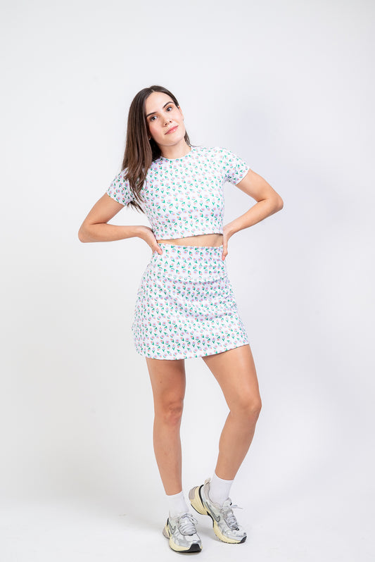 Top deportivo manga corta tulip blanco